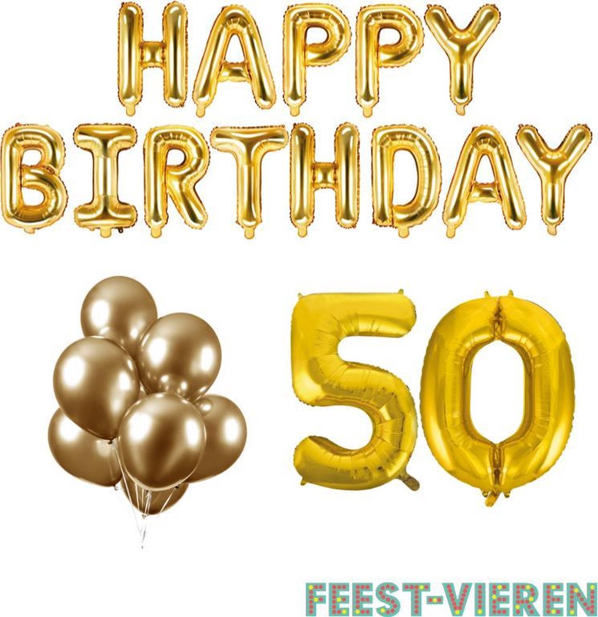 50 jaar Verjaardag Versiering Ballon Pakket Goud