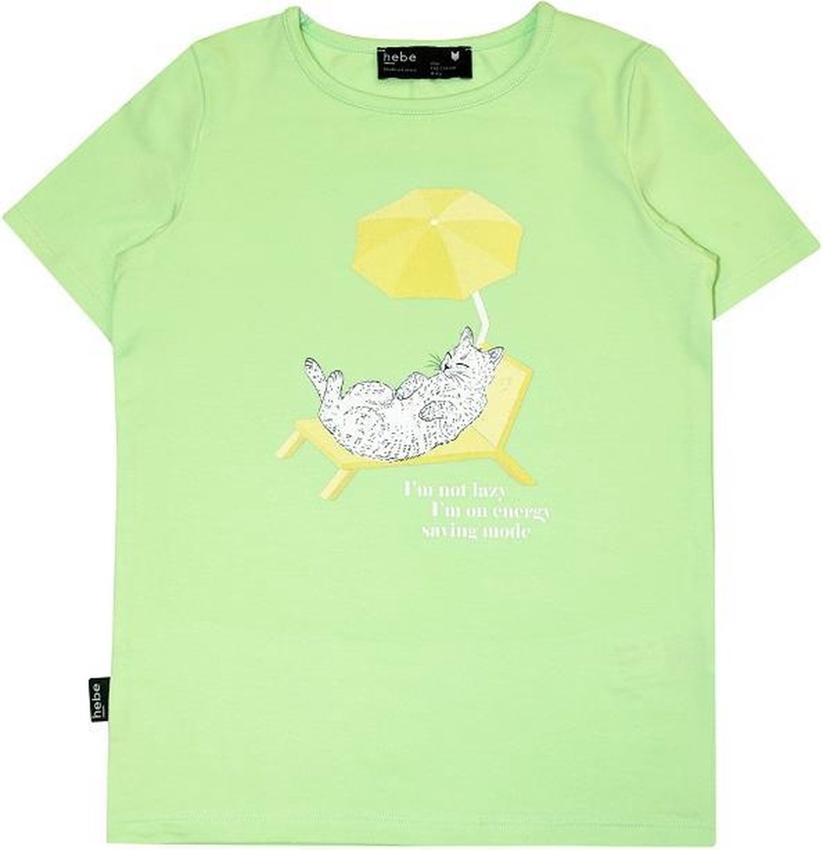 HEBE - t-shirt - kat - licht groen - Maat 98/104