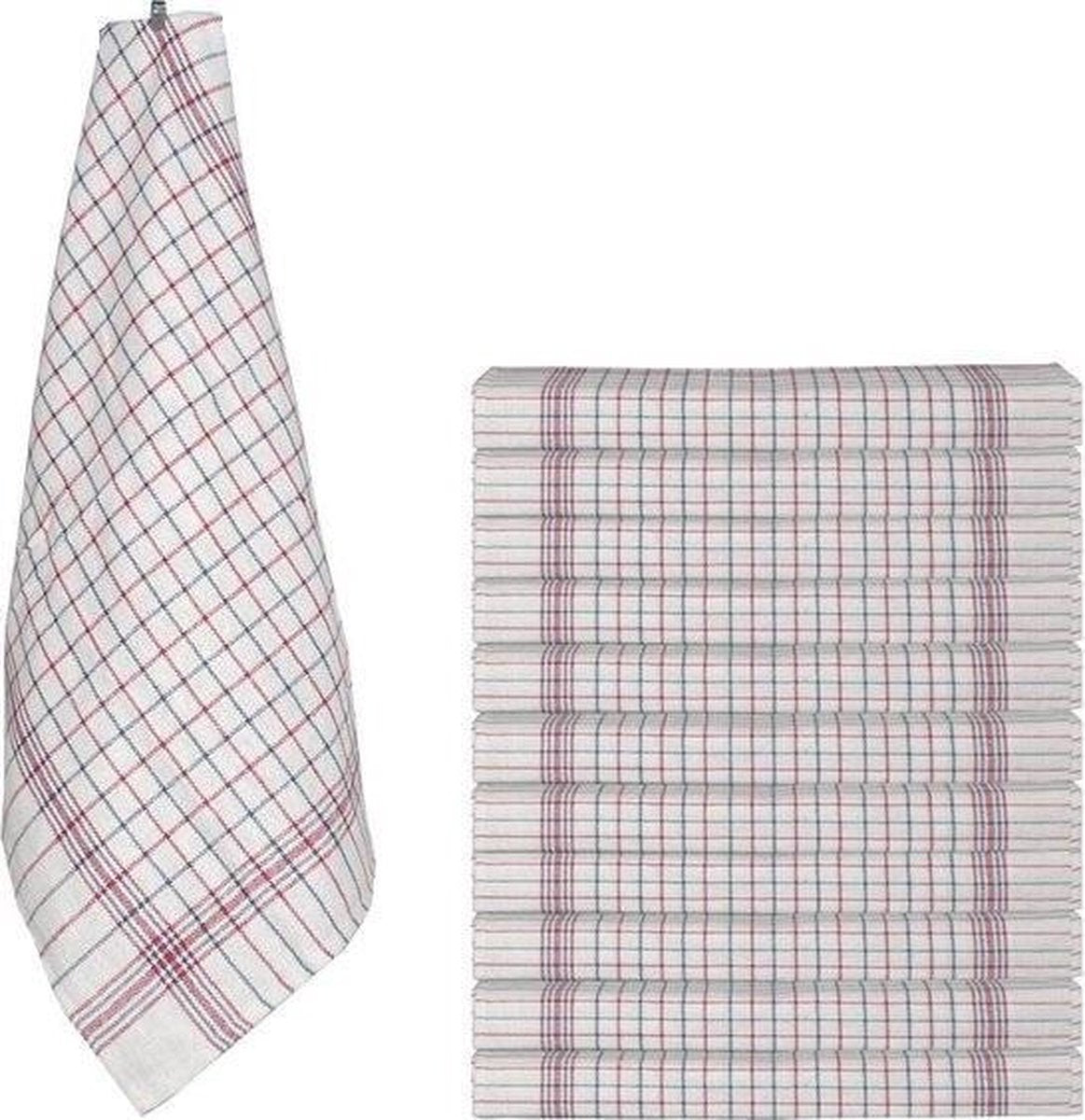 Homéé® Theedoeken 999 National ruiten rood-blauw - set van 12 Stuks - 50x70cm