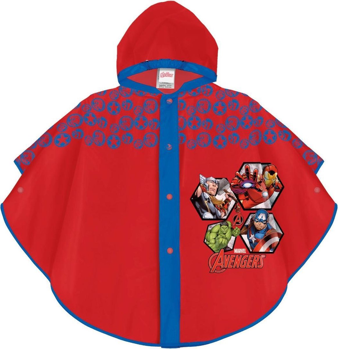 Perletti Regenponcho Avengers Jongens Rood 60 Cm