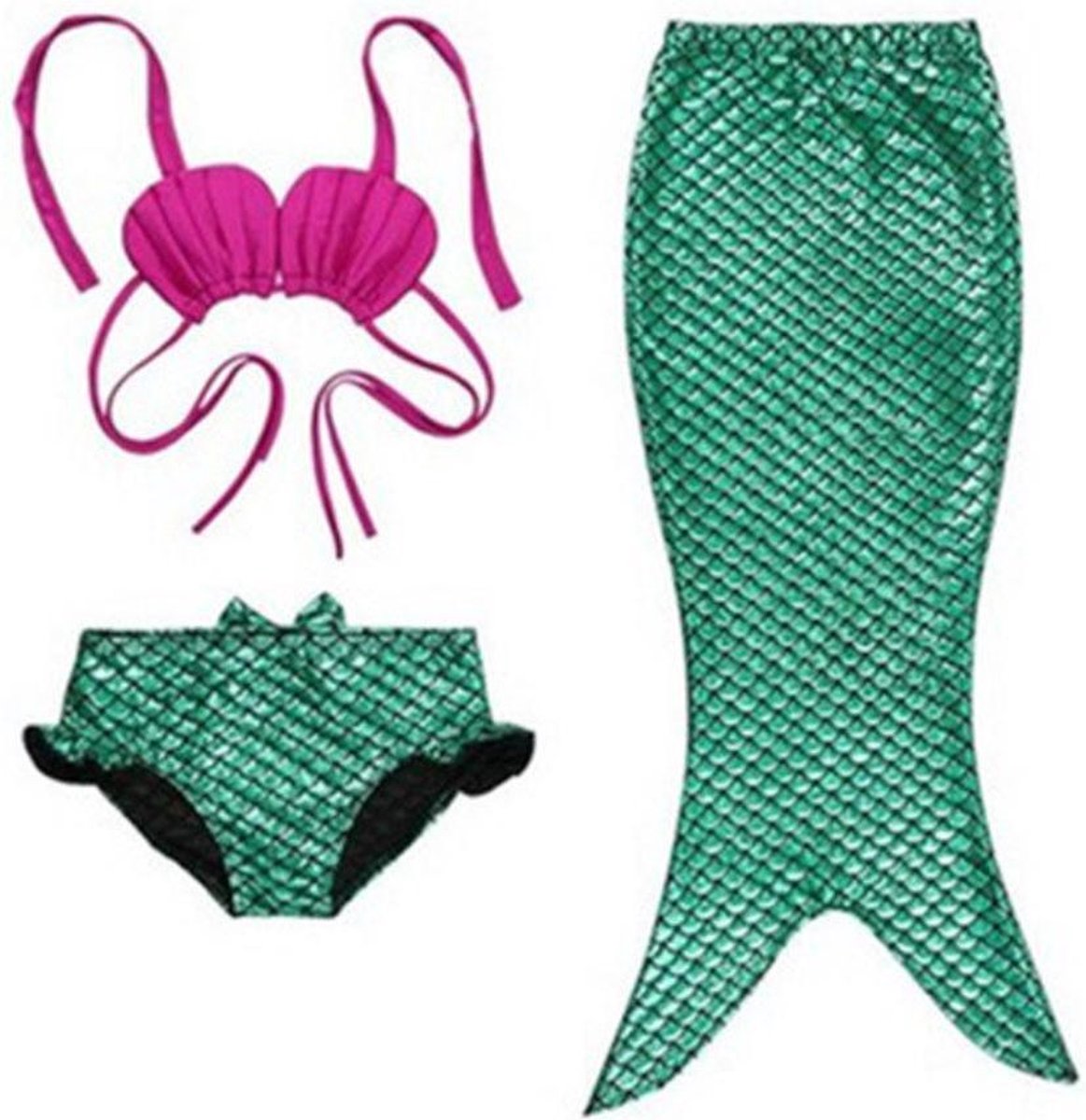 WiseGoods Prinses Ariel Zeemeermin Kostuum voor Meisjes - Kinderkostuum - Prinsessen - Kinderverkleedkleding - 128-134 - Groen