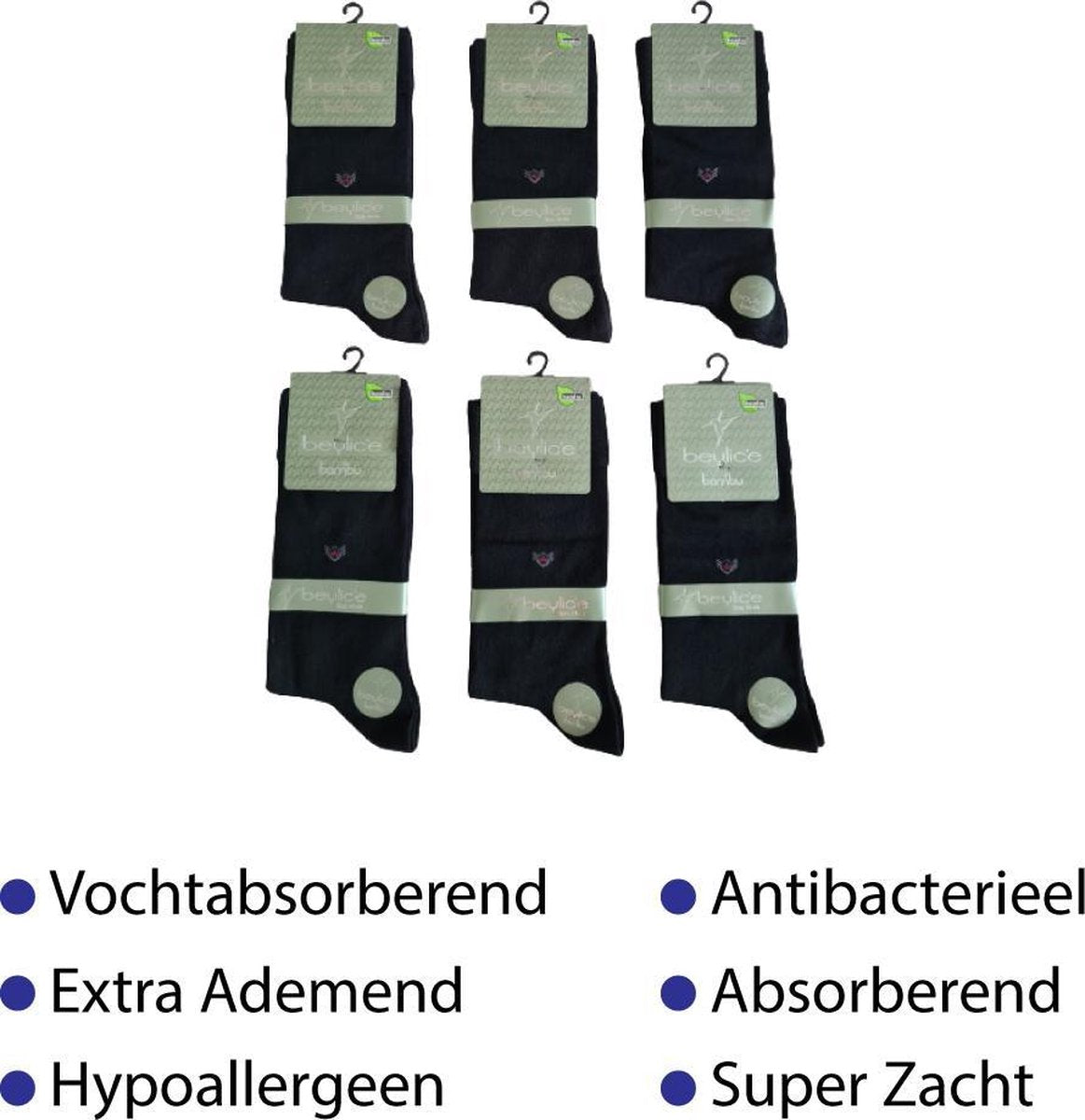 6 Paar herensokken - % 85 Bamboe - Naadloos 