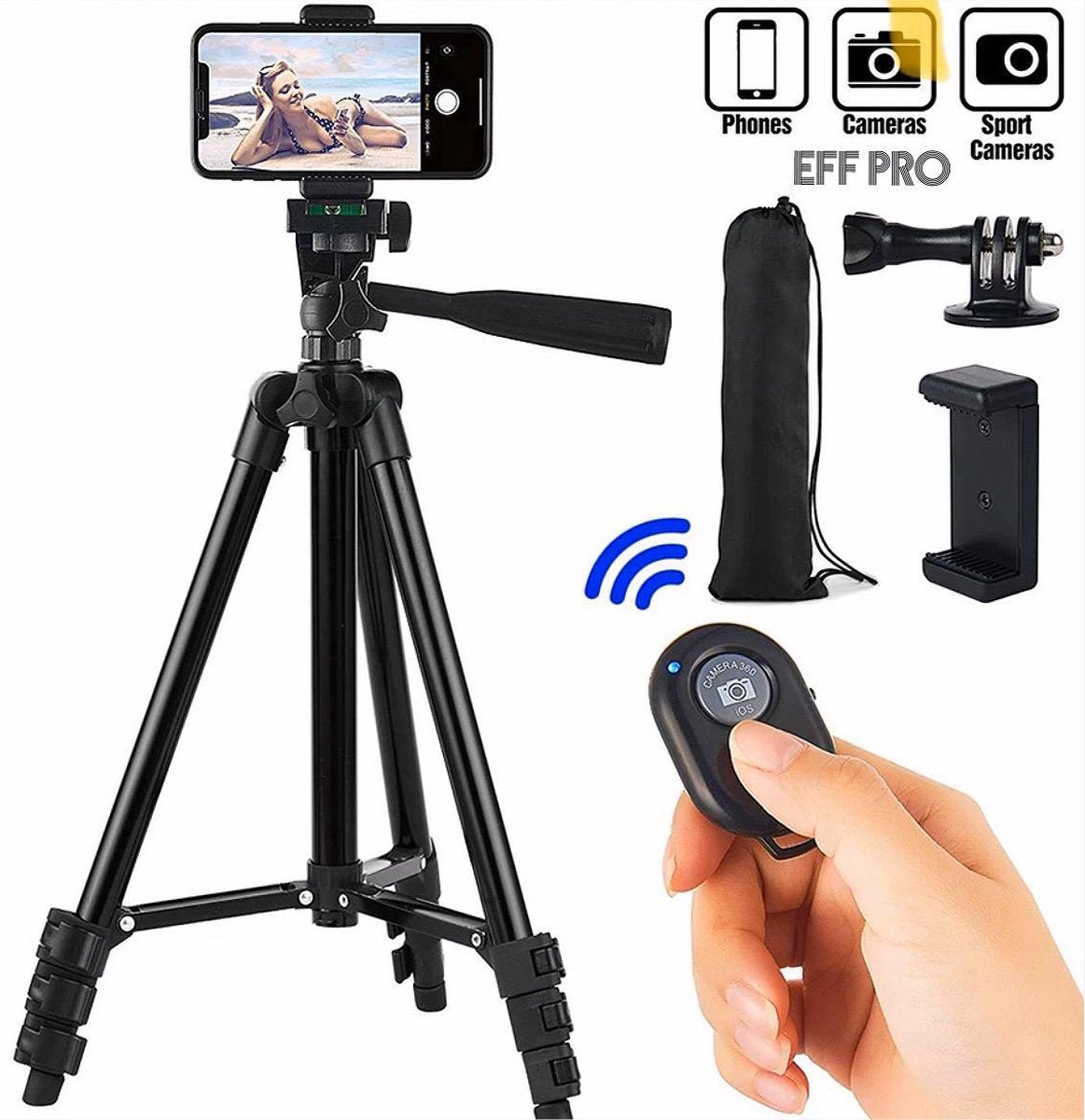 Eff Pro-Universeel Tripod Inclusief telefoonhouder en Bluetooth shutter