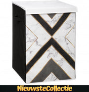 Nieuwste Collectie - wasmand met deksel - wasbox - wassorteerder - wasmanden - zwart - goud - wit - NieuwsteCollectie