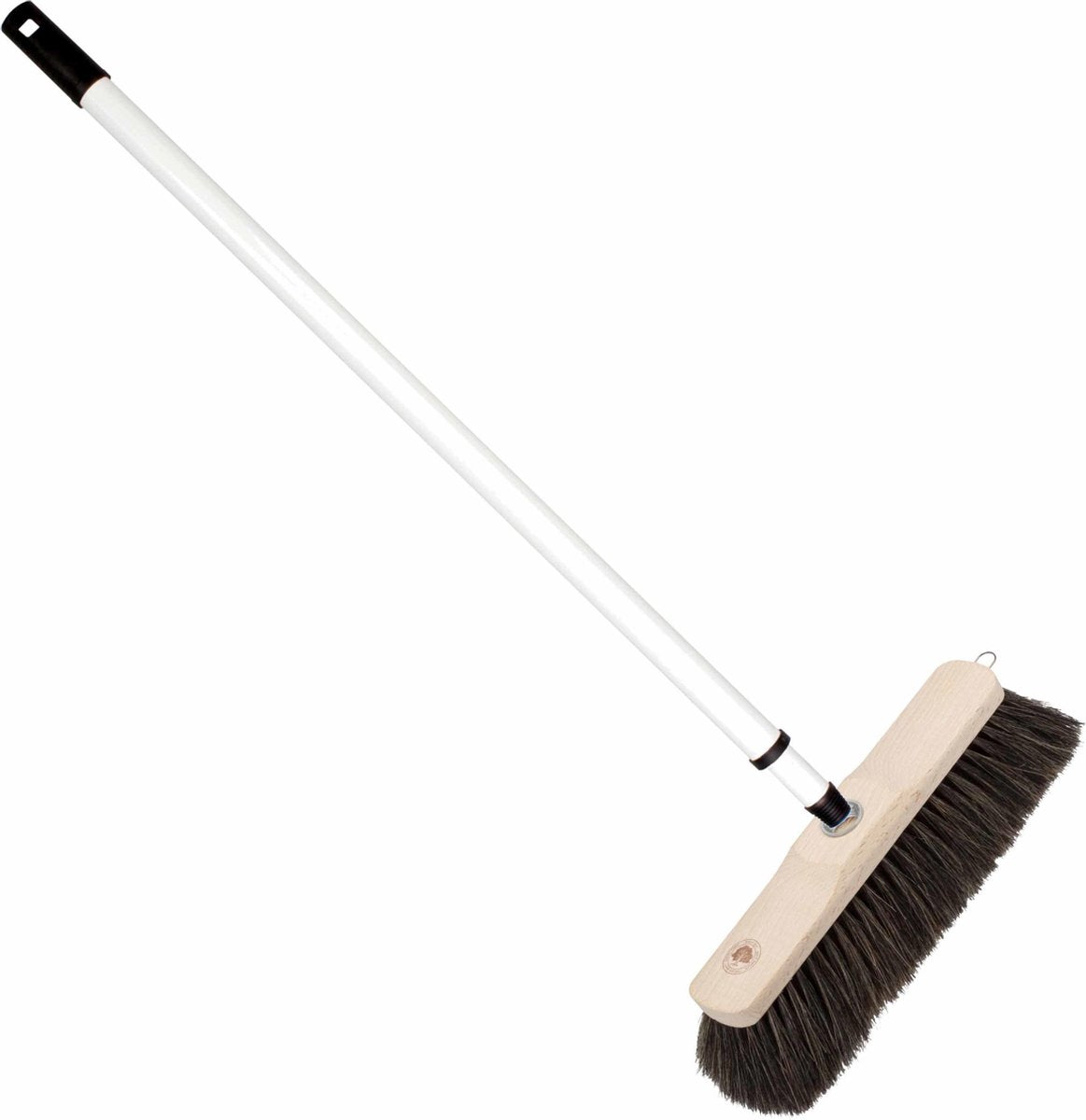 Houten binnenbezem 28 cm inclusief metalen telescoopsteel wit 80 - 130 cm - Zachte kamerbezems