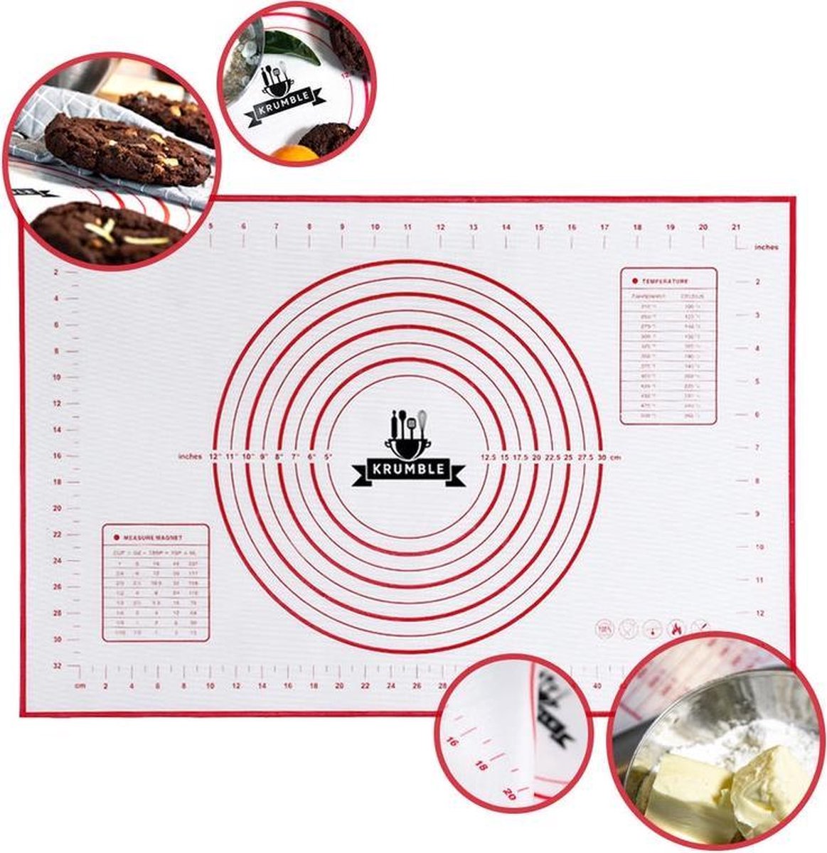 Siliconen bakmat 60 x 40 cm | Anti-slip en anti-kleef oven- en patisseriemat | Hygienisch en afwasbaar