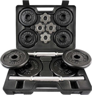 ScSPORTS® 20 kg Halterset -  Dumbbell Set met koffer - korte halterstangen - Gietijzer - Gewichten