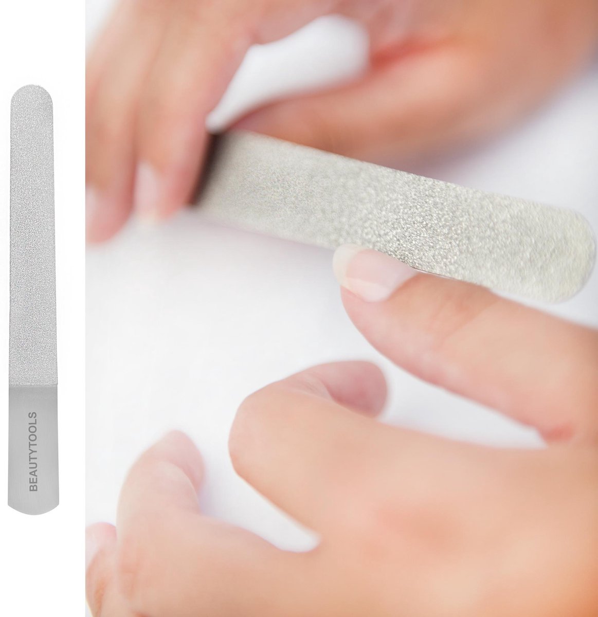 BeautyTools Korte Manicure/Pedicure Nagelvijl met Grove Korrel – Metaal Diamantvijl – Compact 15 cm (NF-1079)