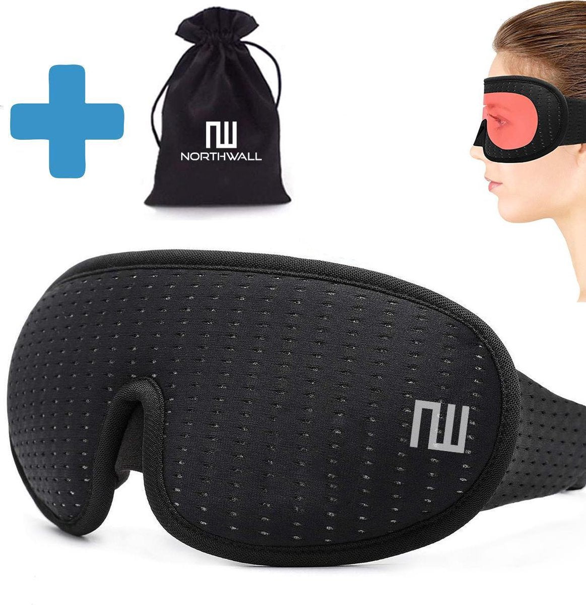 Slaapmasker Luxe -  100% Verduisterend - 3D Traagschuim - met Opbergzakje
