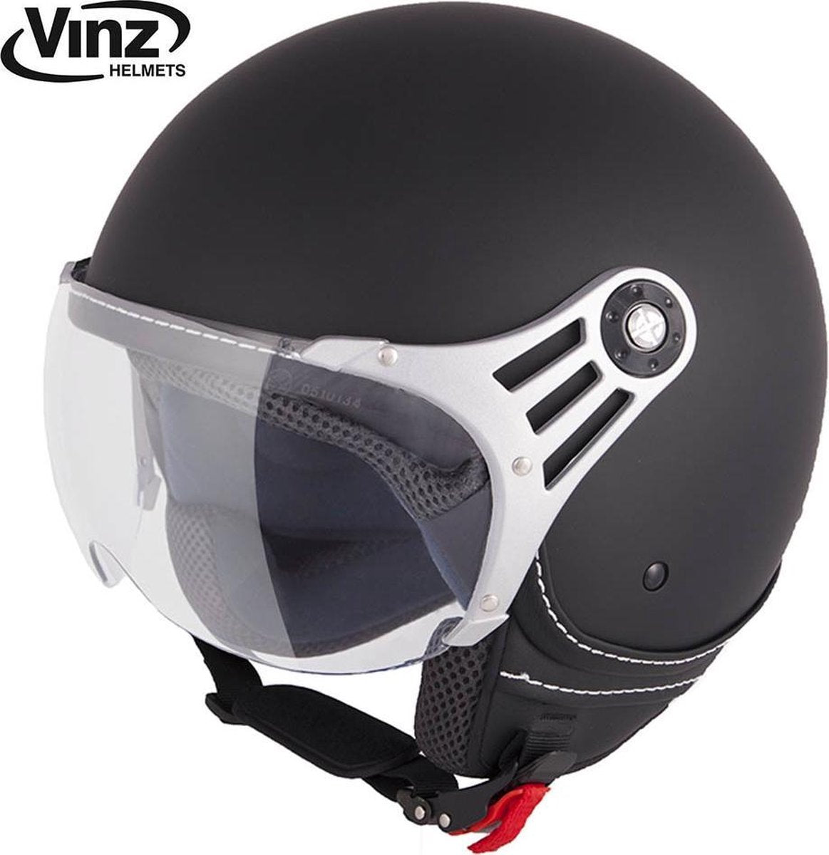 Vinz Stelvio Mat Zwart Jethelm - Motorhelm - Maat M