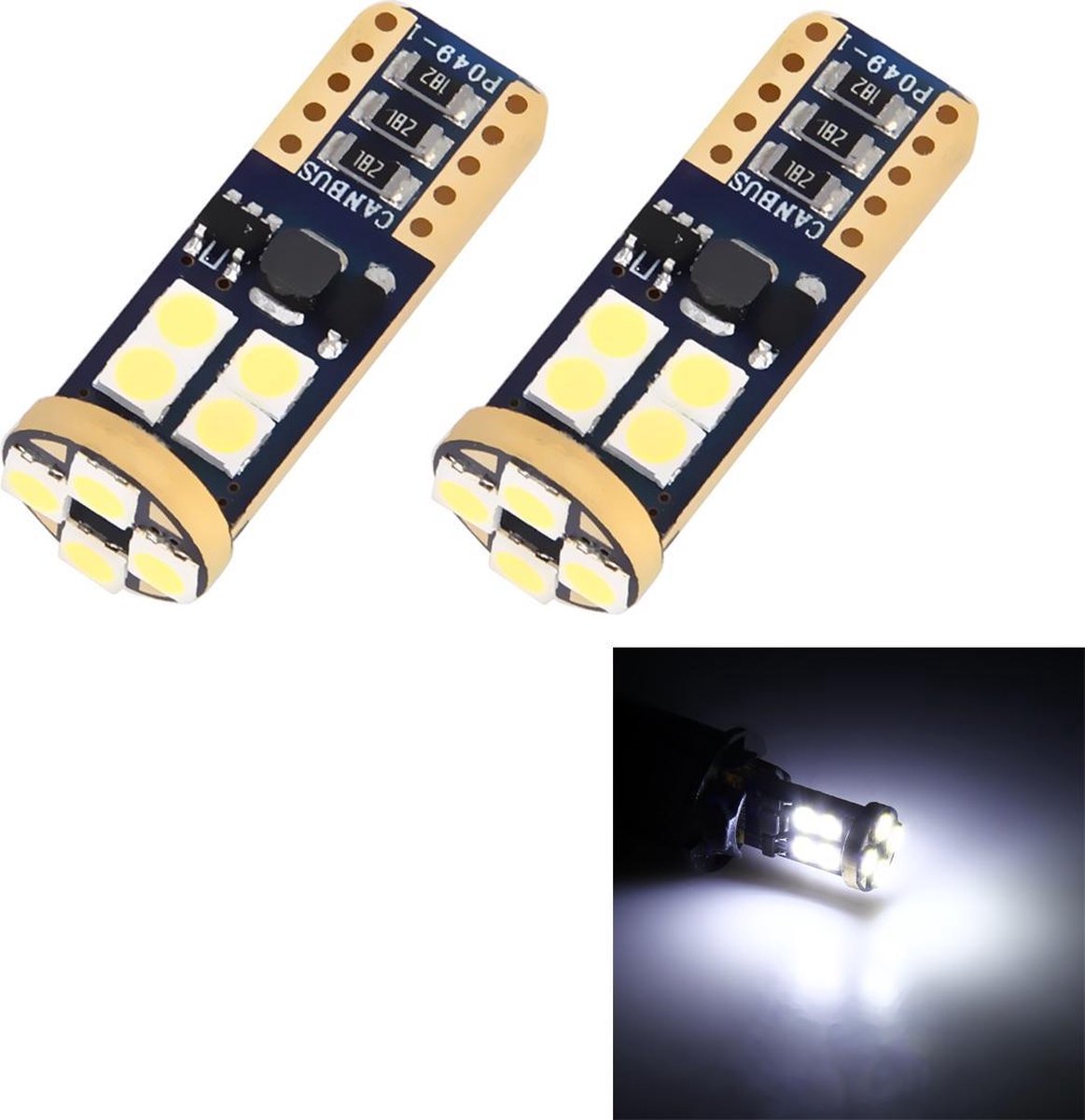 2 STKS T10 / W5W / 194/501 4 W 280LM 6000 K 12 SMD-2835 Led-lampen Auto Leeslamp Uitkliklamp met Decoder