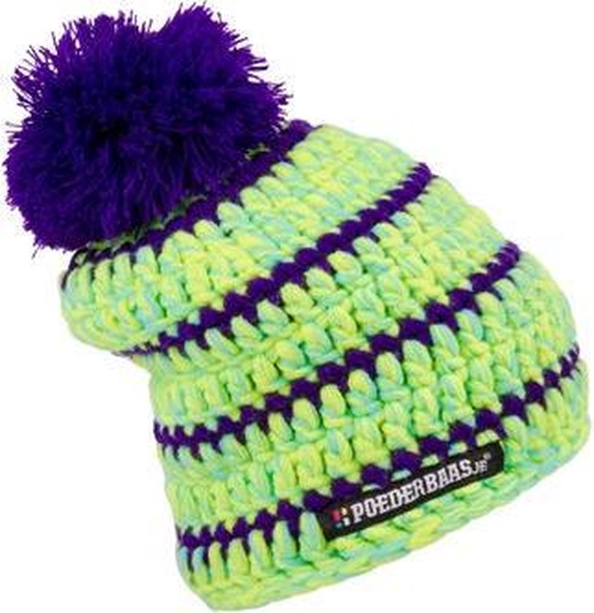 Poederbaasje Beanie Muts Wintermuts - Groen/Paars/Blauw