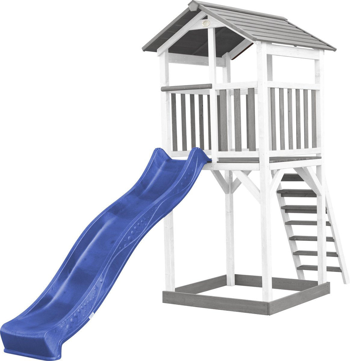 AXI Beach Tower Speeltoren Grijs/wit - Blauwe Glijbaan - Zandbak - FSC Hout