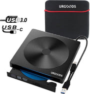 URGOODS® Externe CD/DVD Speler en Brander voor Laptop - USB 3.0 of USB C - Plug & Play - Windows