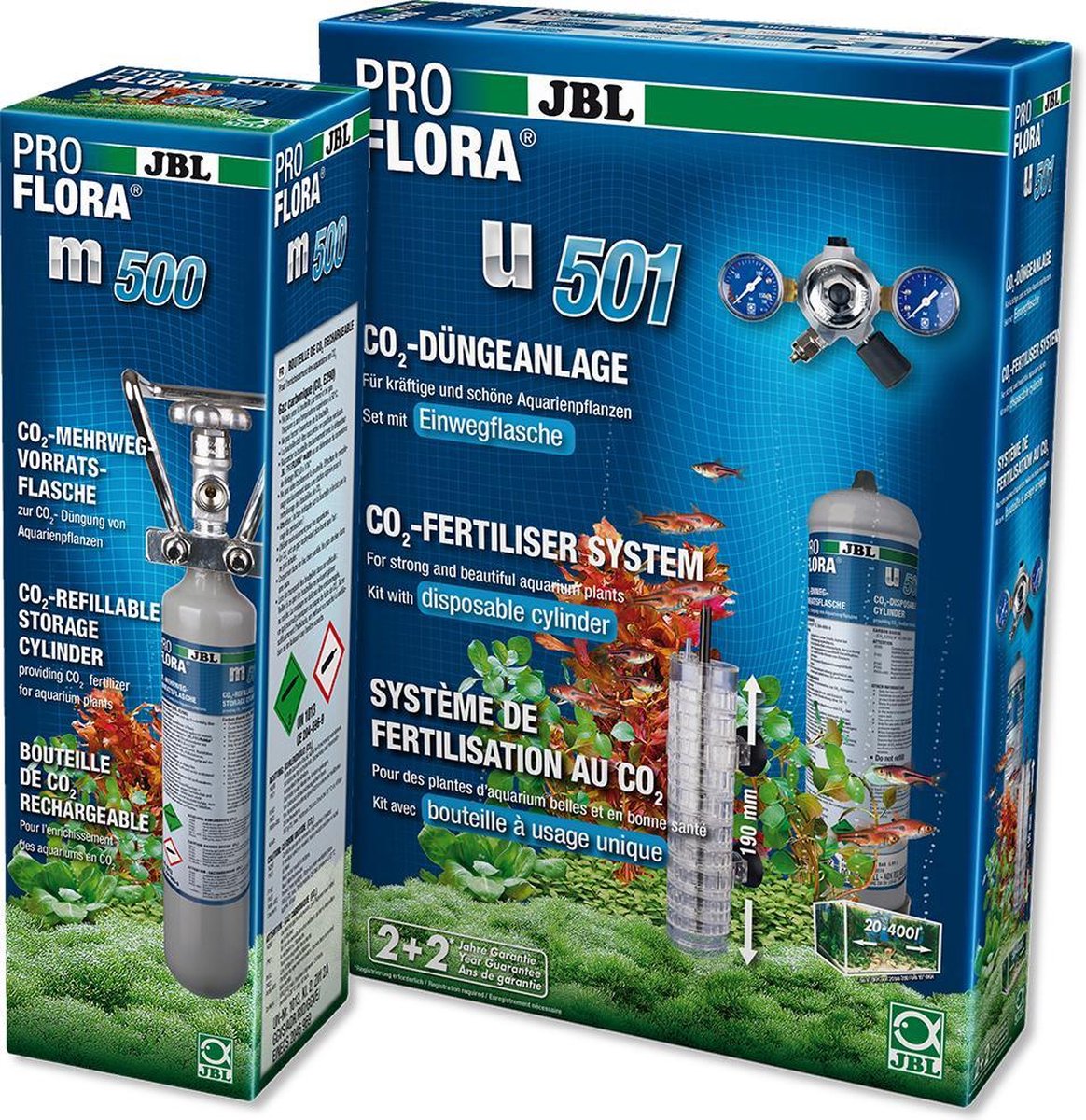 JBL ProFlora u501 CO2-bemestingssysteem + Hervulbare CO2-fles 500 gram (combinatieset)