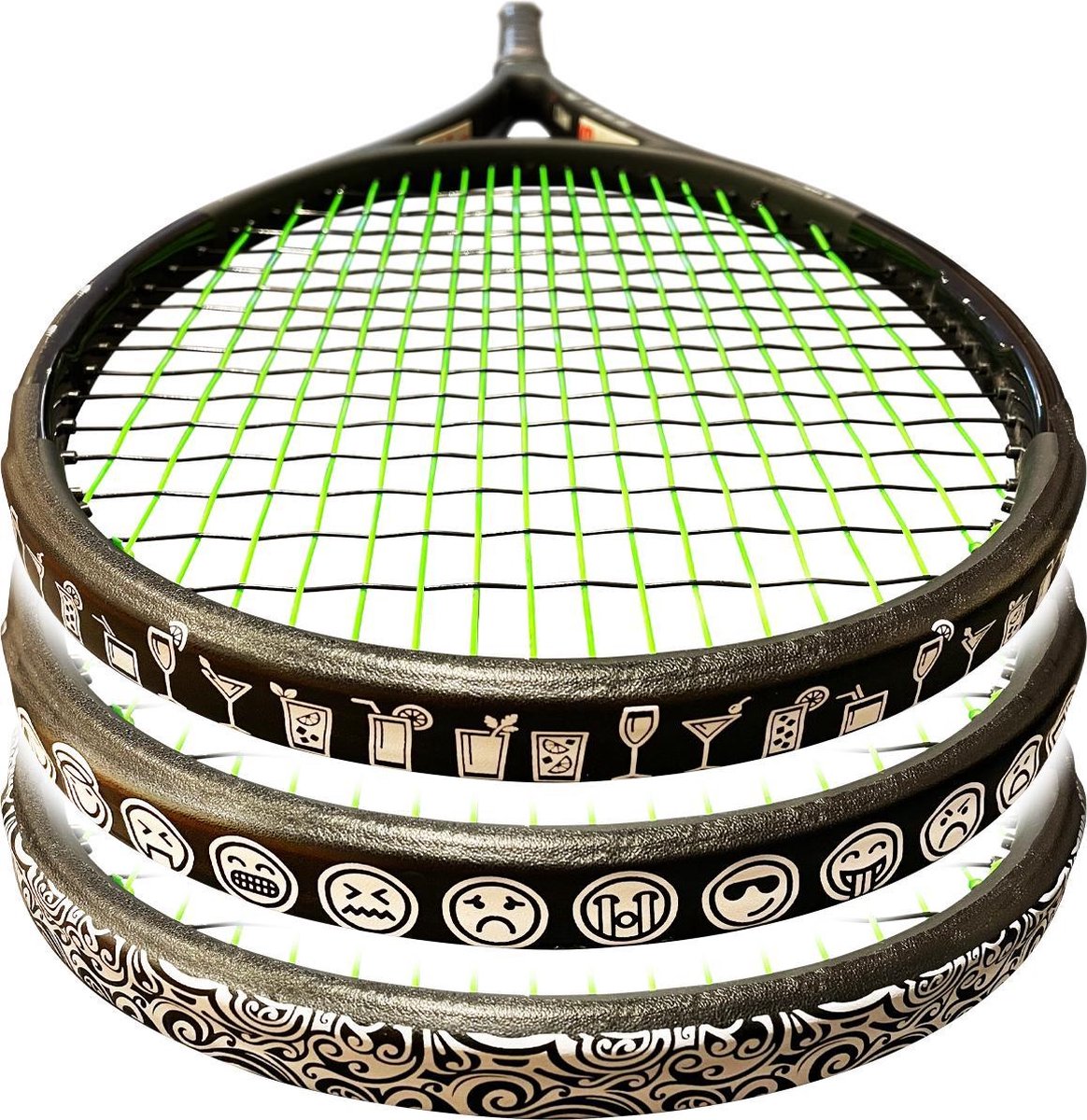 Dempertje.nl - Tennis Toptape - 3 stuks - Drinks + Smiley + Trible