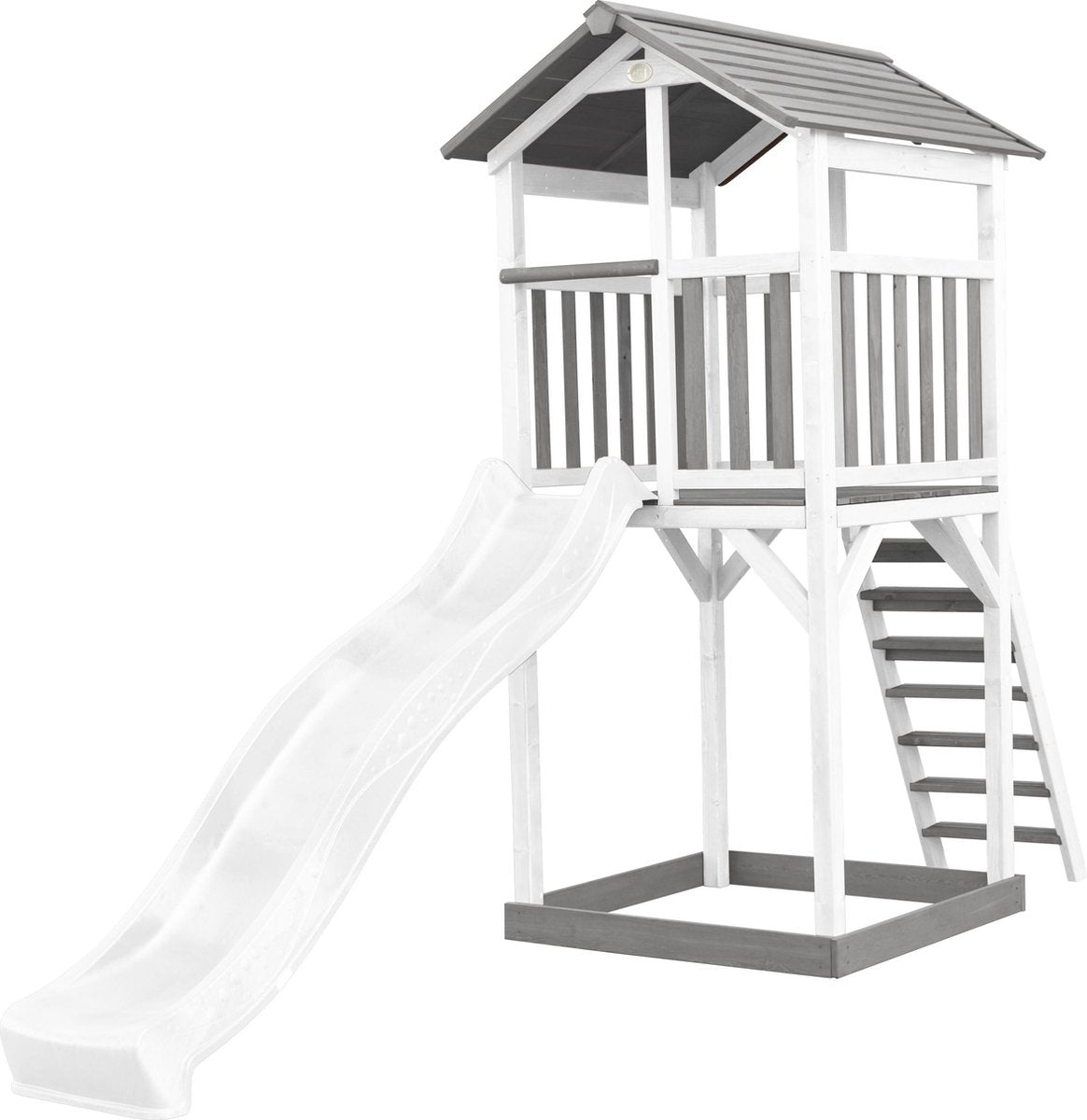 AXI Beach Tower Speeltoren Grijs/wit - Witte Glijbaan - Zandbak - FSC Hout