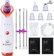 BeautyPlace Blackhead Remover - mee eters verwijderen - poriënreinigers - Gezichtsreiniger - Blackhead Remover vacuüm - Incl.5 Opzetstukken 2xGratis blackhead masker -4xComedondrukker & usb oplaadkabel
