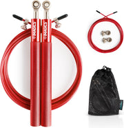 IMAGICS® Speed Rope Springtouw - Jumping Rope voor CrossFit of Fitness - Anti-slip Handvaten - Verstelbaar - Rood