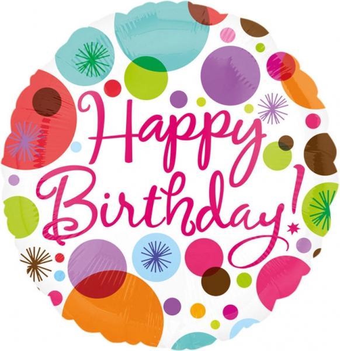 Standard Happy Birthday Polka Dots Foil Balloon S40 Packaged