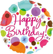 Standard Happy Birthday Polka Dots Foil Balloon S40 Packaged