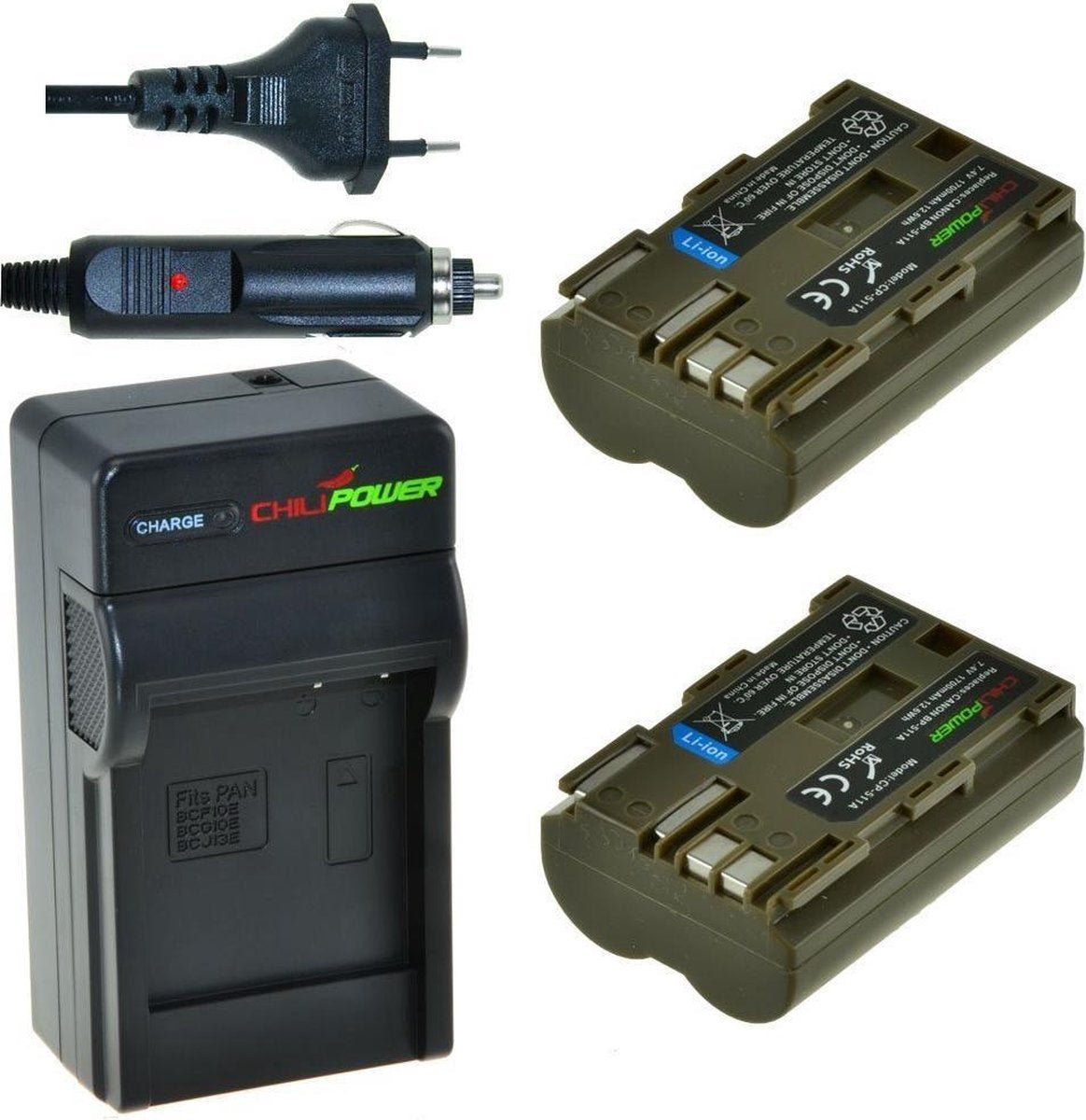 ChiliPower BP-511 / BP-511A Canon Kit - Camera Batterij Set