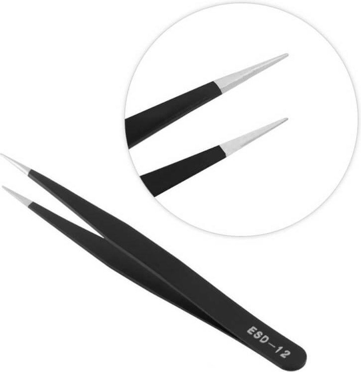 Dermarolling Black Vetus Tweezer - Wimperpincet ESD #12