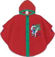 Perletti Regenponcho T-rex Jongens Eva Rood 3-6 Jaar
