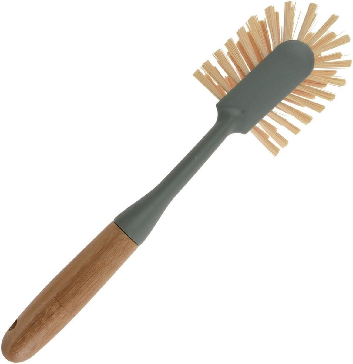 1x Afwasborstels groengrijs met bamboe handvat 28 cm - Keukenbenodigdheden - Schoonmaakbenodigdheden - De afwas doen - Afwassen - Afwasborstels
