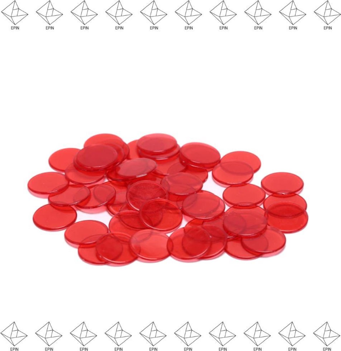 EPIN B.V. | Bingo Fiches Transparant | Bingofiches Rood | 50 Stuks