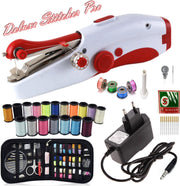 Deluxe Stitcher Pro - PREMIUM Handnaaimachine met Adapter en 90 Delige Starterskit - Incl. 11 extra reserve naalden - Mini naaimachine - Compact - Draadloos - Draagbare Reis Hand Naaimachine - Elektrisch of op Batterijen