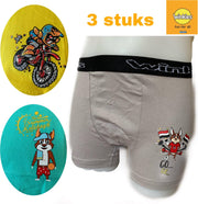 Embrator 3-pack jongens Boxershort met print grijs/geel/zeegroen 134/140