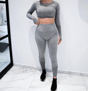 Balance Gym Wear Sportoutfit Dames - Fitness Legging + Sport Top - Grijs - Maat S