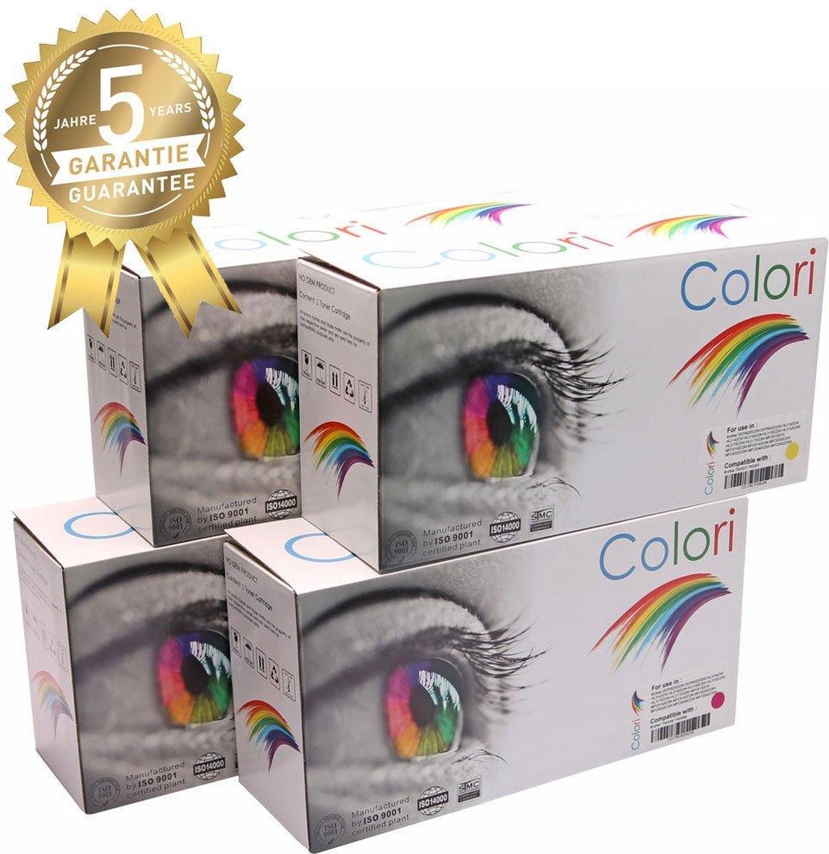 Dell 593-BBLN DPV4T zwartDell 593-BBLL H5WFX cyaanDell 593-BBLZ G20VW magentaDell 593-BBLU 3581G geel  Set 4x huismerk Premium Toner voor Dell E525 E525w Toners-kopen_nl