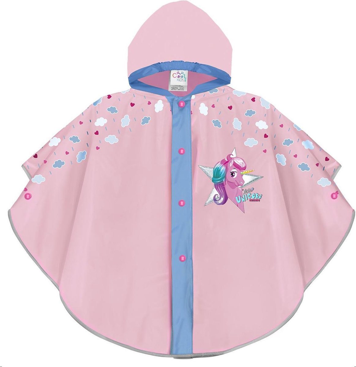 Perletti Poncho Unicorn Meisjes Eva Lichtroze/blauw One-size