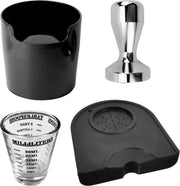 Barista espresso budget set - barista set - barista tools - barista-accessoires - thuis barista - thuisbarista - espresso shotglas - tamper - tamper mat - uitklopbak