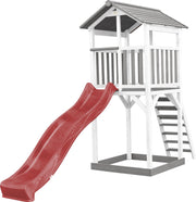 AXI Beach Tower Speeltoren Grijs/wit - Rode Glijbaan - Zandbak - FSC Hout