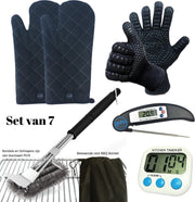 Gohh® 2 BBQ Handschoenen (Kevlar-Aramide) en 2 Canvas Ovenwanten