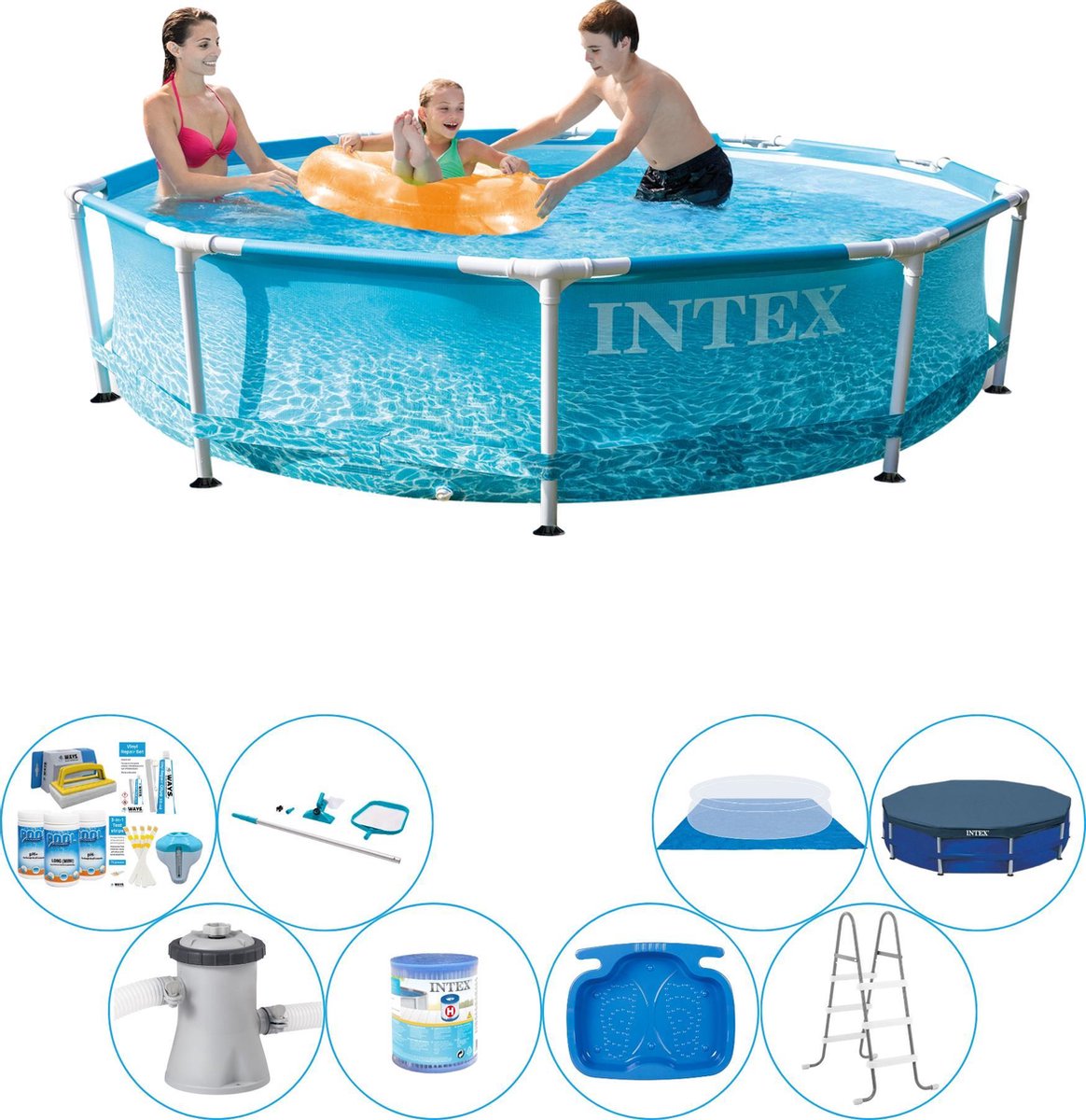 Intex Metal Frame Rond Strandzijde 305x76 cm - Zwembad Bundel