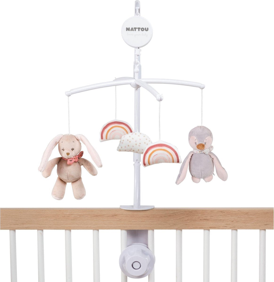 Nattou Sasha en Pauline - Muziekmobiel Mobiel voor baby's - Konijn en Pinguin
