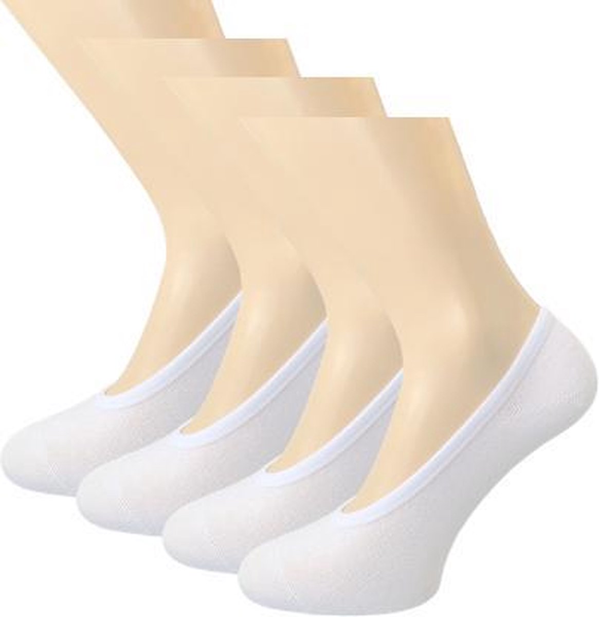 4 paar Footies - SQOTTON - Platte naad - Wit - Maat 35-38
