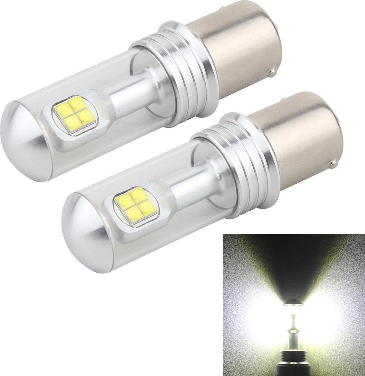 2 STUKS 1156 / BA15S 40 W 800 LM 6000 K Auto Turn Light Backup Light Remlicht met 8 CREE Lampen