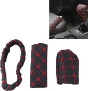 3 STKS Auto Handrem Cover Pookknop Pookstick Kussen Sets Achteruitkijkspiegel Sets Cover Auto Accessoire Interieur Decoratie Pad (rood)
