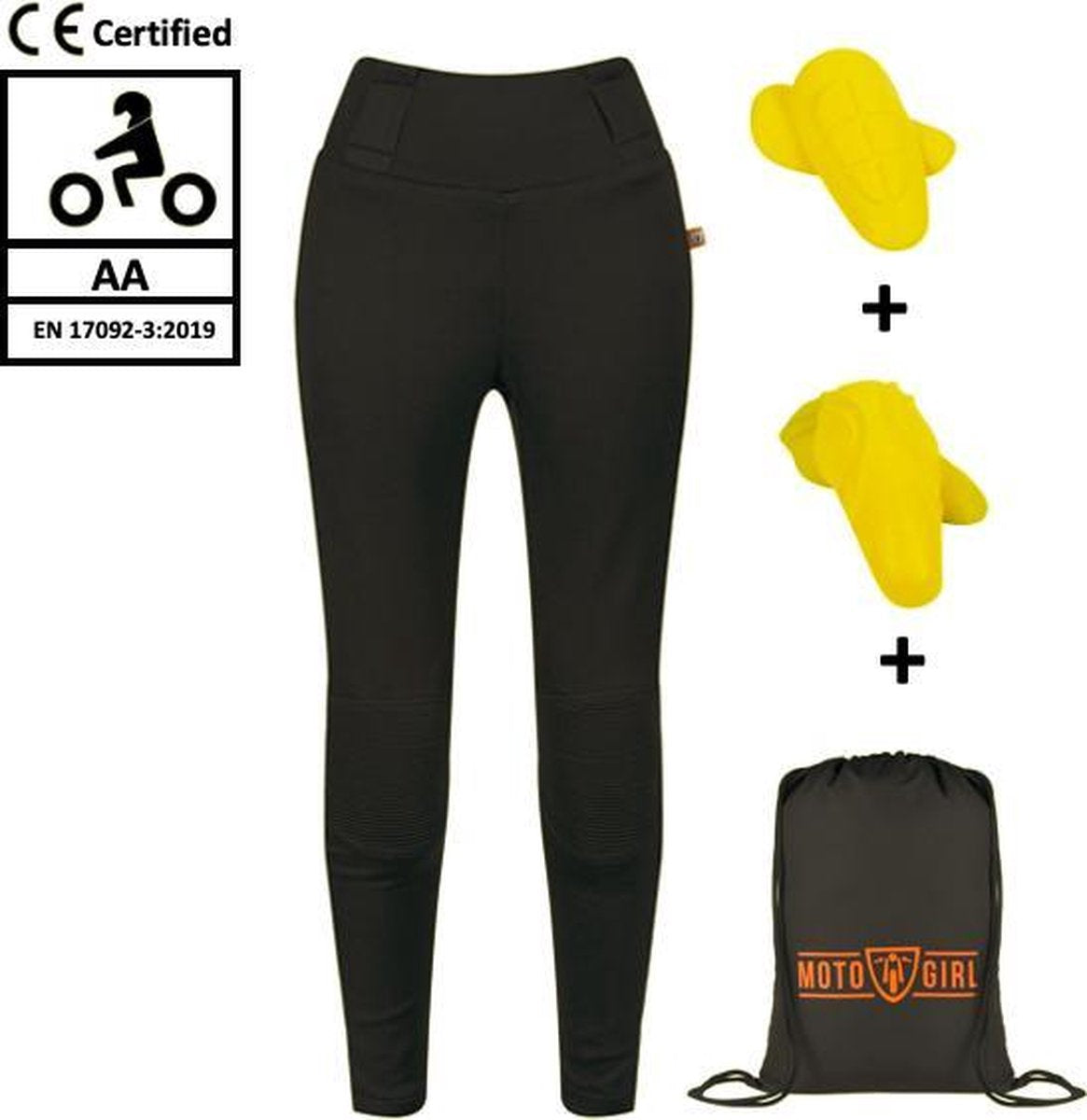 Motogirl Sherrie motorlegging AA-keur Level 2 dames motorbroek - zwart - Maat 34 Kort