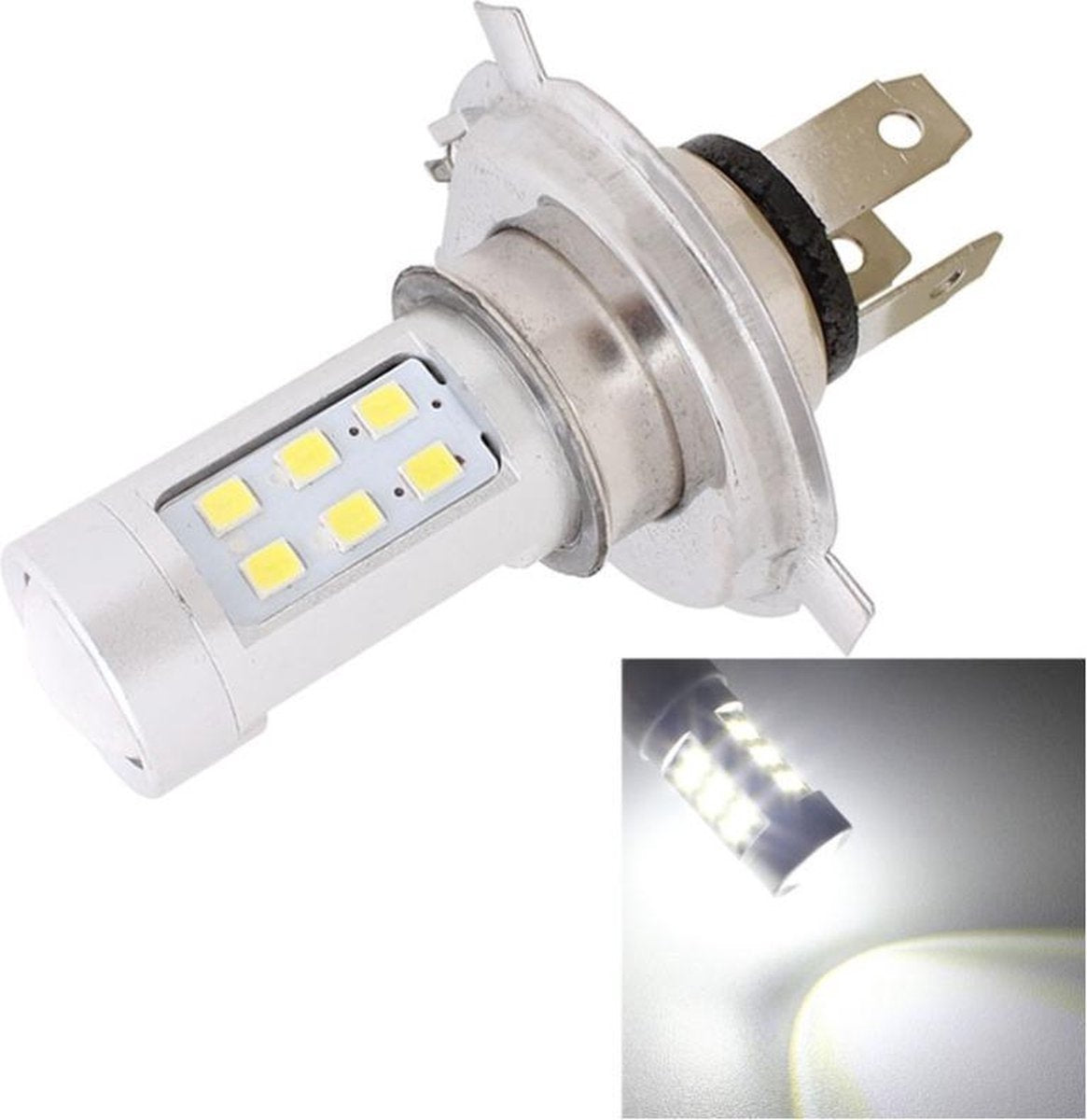 H4 4.2W 630LM Wit Licht 21 LED 2835 SMD Koplamp Gloeilamp