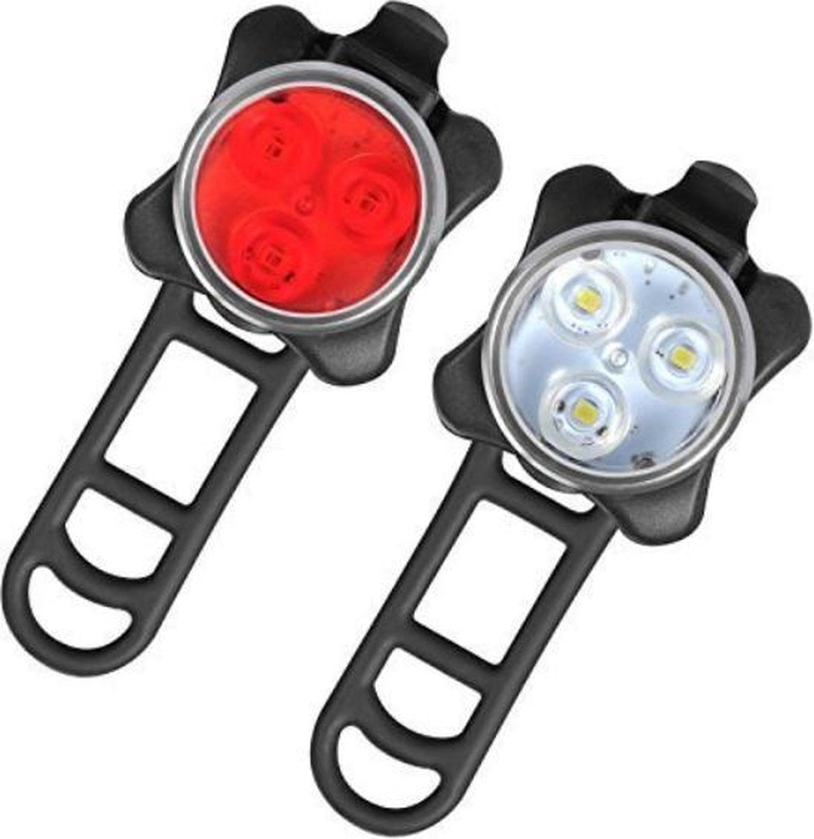 Oplaadbare LED-fietsverlichting - Set Koplamp Achterlichtcombinaties - LED Fietslicht - Set van 2 USB-kabels