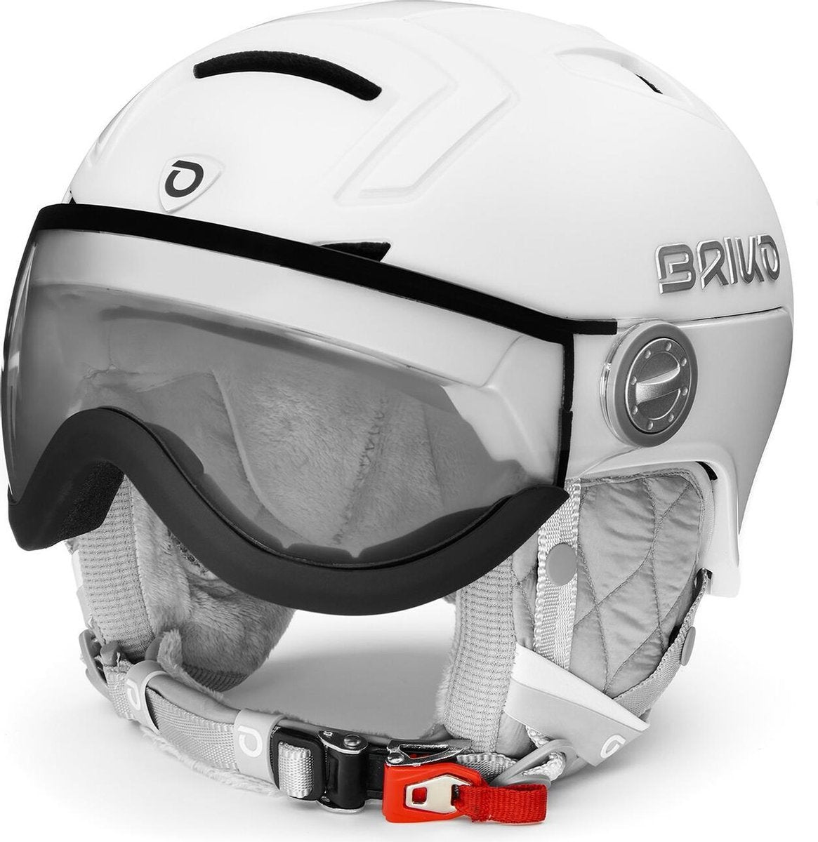 Briko Ambra Visor Photo Ski helmet Matt SH Pearl White - Maat M/L