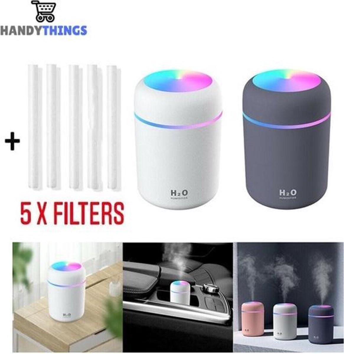 Aroma Diffuser INCL. 2x GRATIS Etherische Olie en 5 Filters - Wit - Aromadiffuser - Luchtbevochtiger - Aromatherapie - Geurverspreider