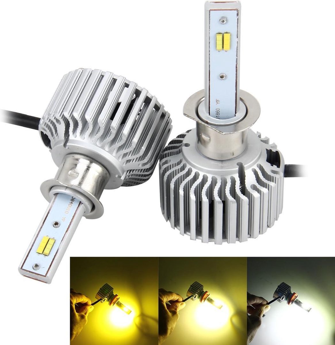 2 STUKS H3 26W 2250LM autokoplamp LED Auto Light Ingebouwde COB LED-chip en CANBUS-functie (wit licht