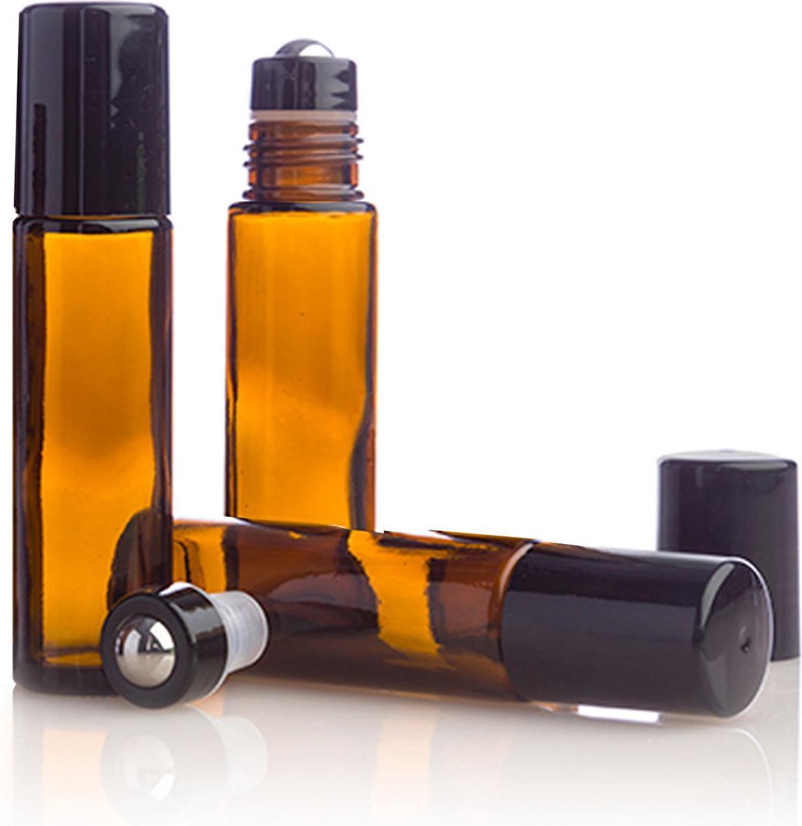 Lege Glazen Olie Roller | 10ml | 3 stuks | Amber glas rollerflesjes | Etherische Olie